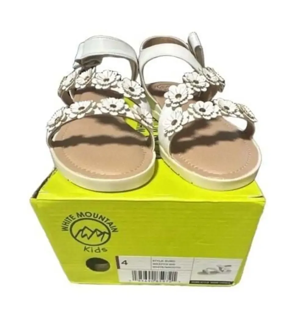 White Mountain Kids White Floral Sandals, Size 4